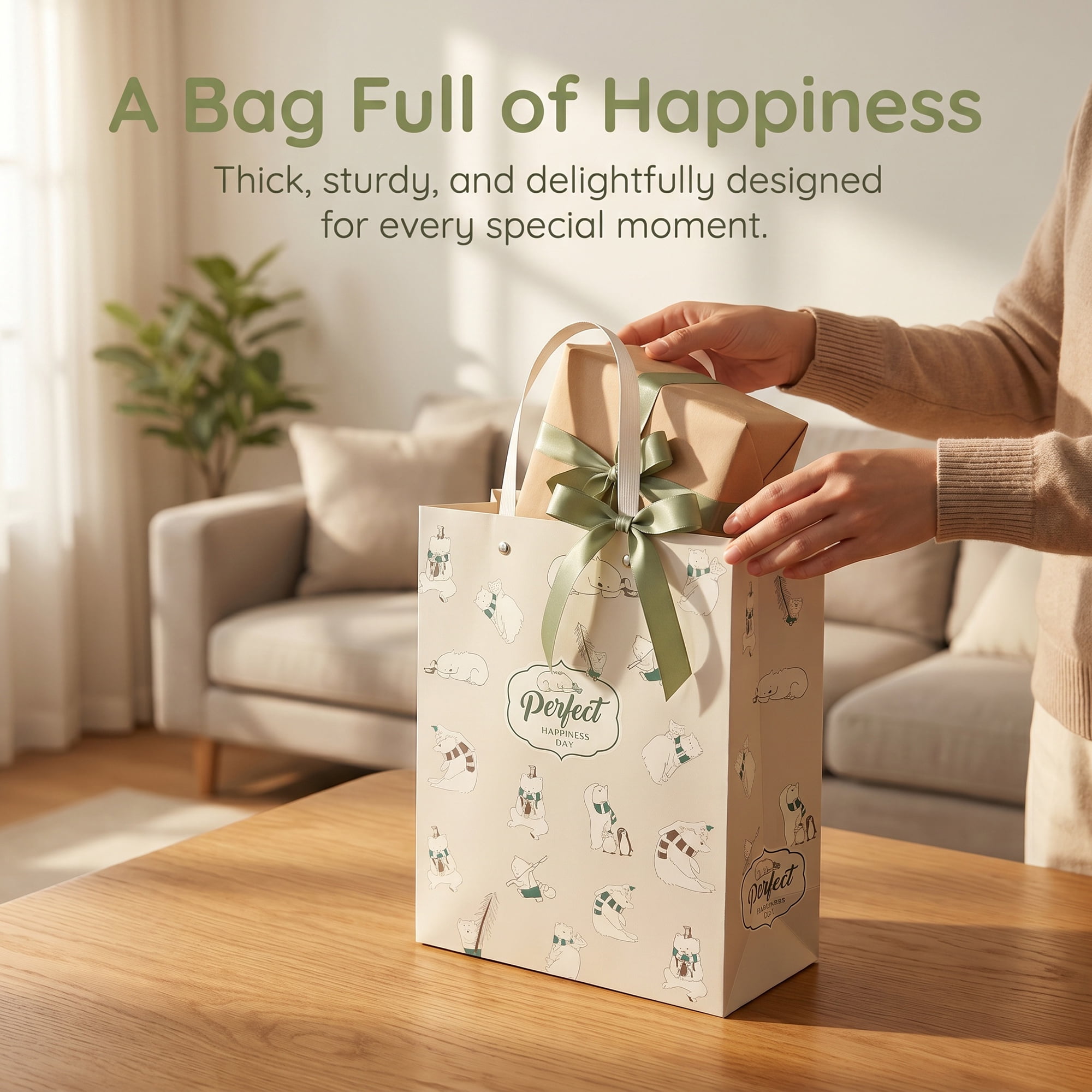 Unique Bargains Thick and Sturdy Gift Bags with High Weight Capacity White 8.5"x 4.3"x 11"