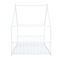 thumbnail image 5 of Gewnee Twin Size House Bed with Roof and Fence,Metal Montessori Platform Bed for Toddle and Kids,White, 5 of 8