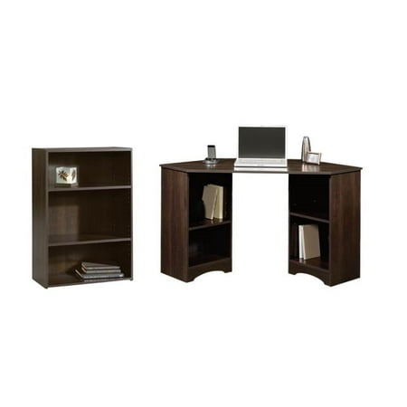 2 Piece Space Saving Office Set With Corner Desk And Bookcase In