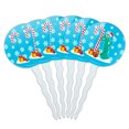 thumbnail image 1 of Christmas Gumby Leaning Against Candy Cane Cupcake Picks Toppers Decoration Set of 6, 1 of 7