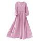 thumbnail image 4 of Mujeres Vestido Casual Suelto Y Casual Tres Cuartos de Mangas Cuello en V Vestido de Lino Mujeres, 4 of 7