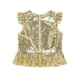 thumbnail image 4 of Rswnyirn Girls Sparkly Sequin Crop Top Short Sleeves Mermaid Tops Shirts Theme Party Costume Gold 16, 4 of 5
