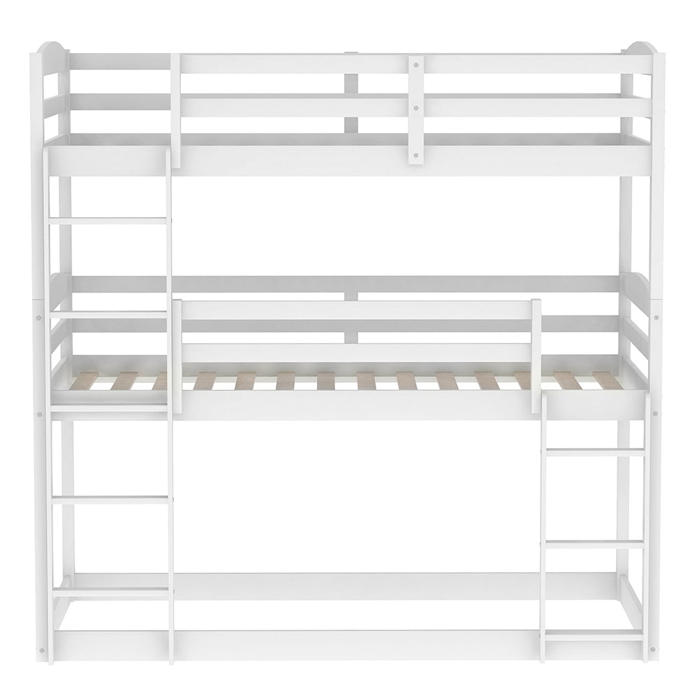 Kadyn Bunk Beds for Kids, Solid Wood Twin Triple Bunk Beds / Loft Bed for Kids/Adults, No Box Spring Needed-White