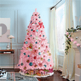 thumbnail image 2 of Yaheetech 7.5Ft Hinged Spruce Artificial Christmas Tree Holiday Decorative Tree with Foldable Stand, Pink, 2 of 7