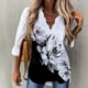 thumbnail image 2 of Blusa de manga larga con estampado de cuello en V suelto informal para mujer de talla grande Fridja  fjkfkj3591, 2 of 8