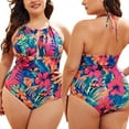 thumbnail image 2 of Gibobby Trajes de Baño Mujer Completos Backless Printed Plus Swimmwear Traje de baño sexy Traje de baño de una pieza Talla de mujer Trajes de baño de una(Rojo,G), 2 of 5