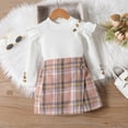thumbnail image 2 of Fortune 1-6Y Kid Girls Clothes Sets 2pcs Ruffles Long Sleeve Pullover Ribbed Tops Plaid Printed Shorts, 2 of 7