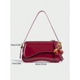 thumbnail image 5 of Women's Red Patent Leather Shoulder Bag with Curved Flap Design, 5 of 8