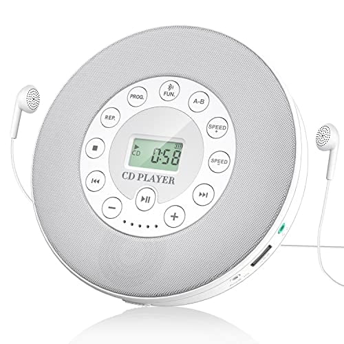 Reproductor de CD portátil recargable Bluetooth, Lukasa, compacto para coche/viaje, con altavoz estéreo y pantalla LCD
