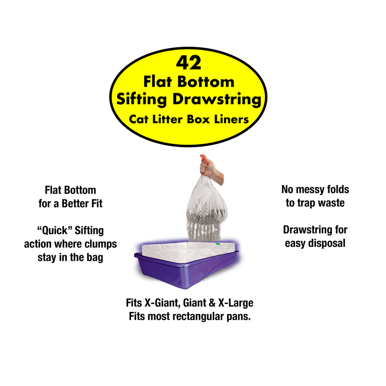 AlfaPet Sifting Flat-Bottom Drawstring Litter Box Liners, Fits