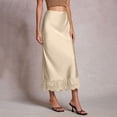 thumbnail image 6 of Maxi Skirts for Women Casual Comfort A line Summer Skirts Flowy Skirt Satin Solid Color Midi Skirt Silk Skirts for Daily Wear, 6 of 6