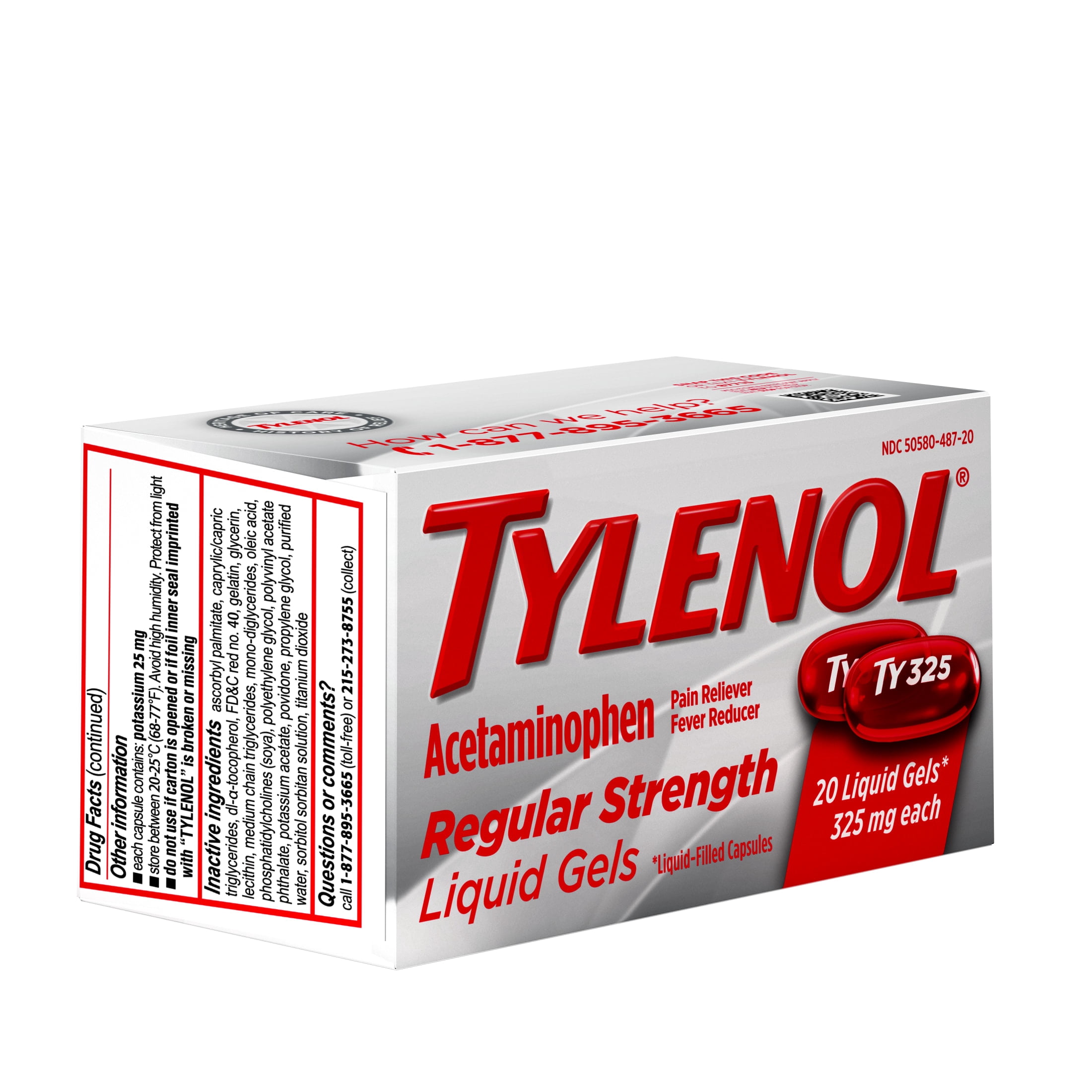 Tylenol Regular Strength Liquid Gels with 325 mg Acetaminophen, 20 Count