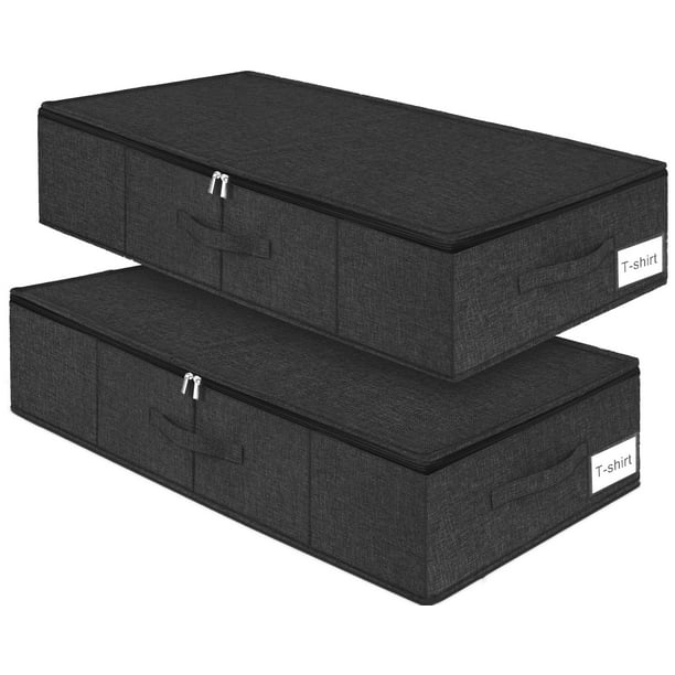 Almacenamiento debajo de la cama, paquete de 2 bolsas de almacenamiento debajo de la cama con tapa, organizador de cajones de almacenamiento de ropa resistente y plegable con 3 asas, caja de almacenam
