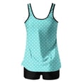 thumbnail image 4 of Women's Tankini Swimsuit Scoop Neck Solid Blue Loose Flowy Top with Boyshorts High Waisted Loose Fit Adjustable Strap Beach Bathing Suit, 4 of 4