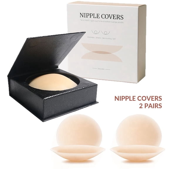 2 Pairs Nipple Covers Seamless Sheer Adhesive Silicone Nipple Pasties for 28A-28C