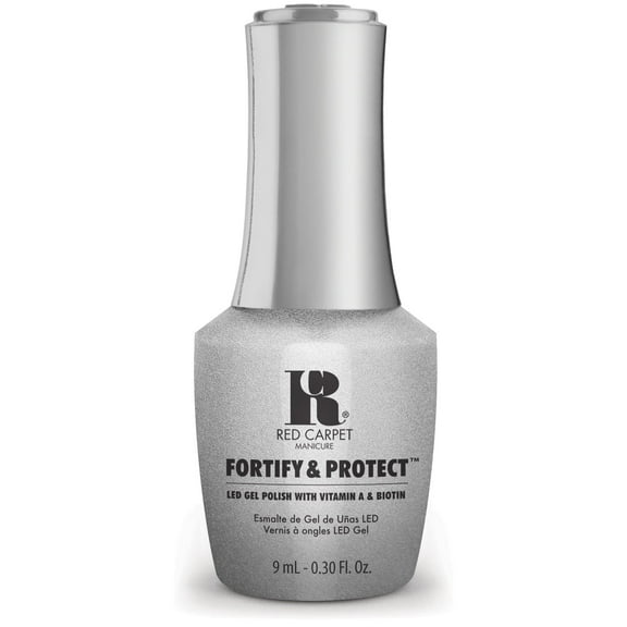 Red Carpet Manicure Fortify & Protect Soft Silver Metallic Gel Polish for Strong, Healthy Nails - Infused with Vitamin A & Biotin - (Daring Diva) Led Nail Gel Color, 0.3 Fl Oz