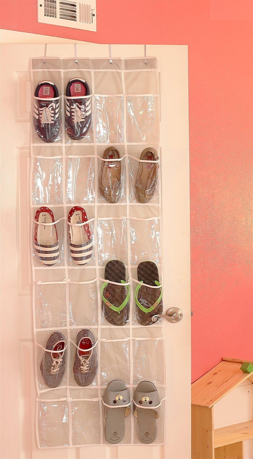 walmart plastic shoe rack on 24 Pockets Simplehouseware Crystal Clear Over The Door Hanging Shoe Organizer Gray 64 X 19 Walmart Com Walmart Com