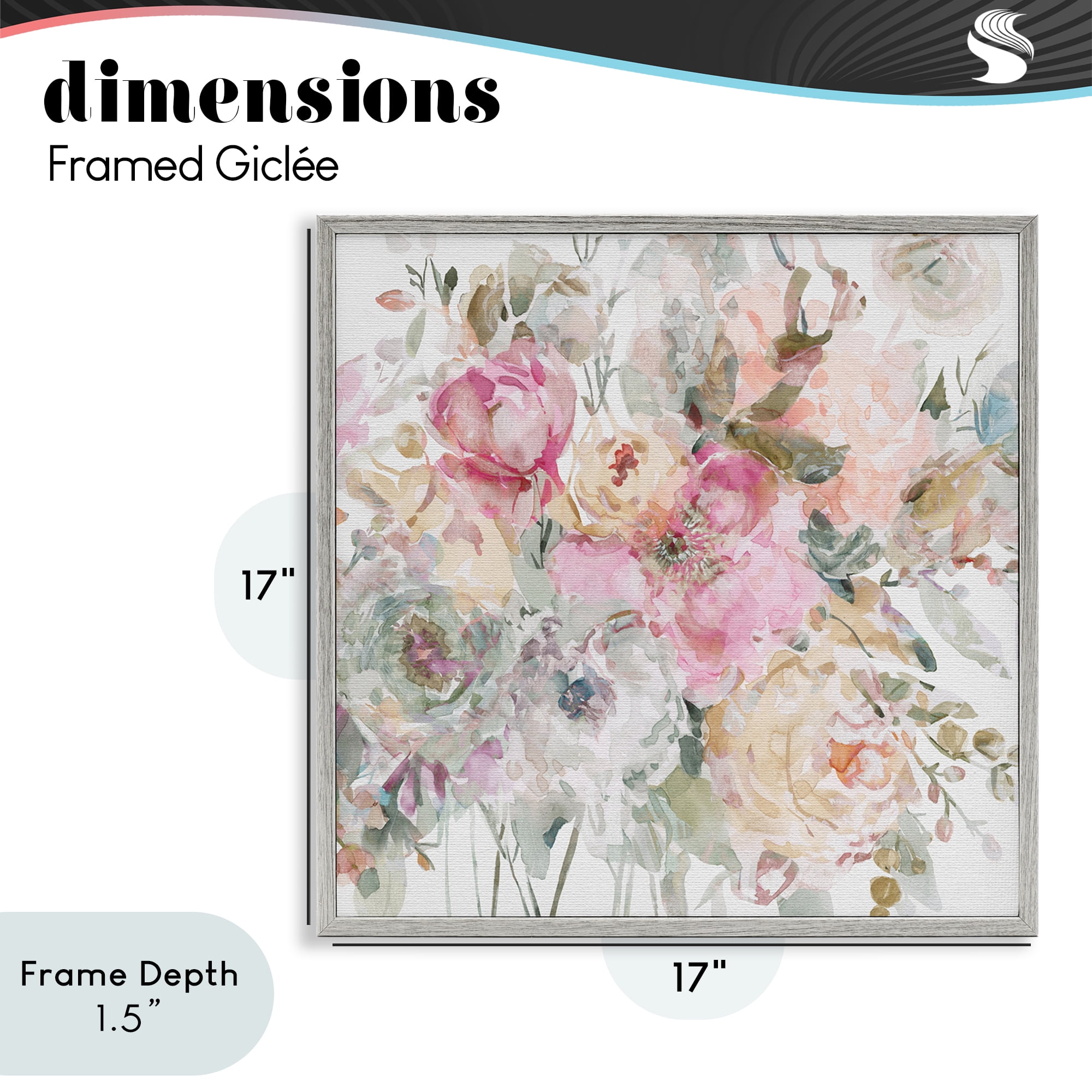 Stupell Industries Romantic Pastel Petals Gray Framed Giclee Art, design by Carol Robinson