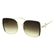 thumbnail image 2 of Womens Metal Rim Chic Butterfly Designer Sunglasses Gold Brown Gradient Brown, 2 of 4