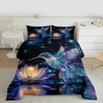 thumbnail image 3 of Manfei Dreamy Glitter Hummingbird Bedding Comforter Set, Bling Lotus Twin Comforter Sets, Stars Starry Sky Reversible Bedding Set, Lightweight Room Decor, 2 Pieces, 3 of 9