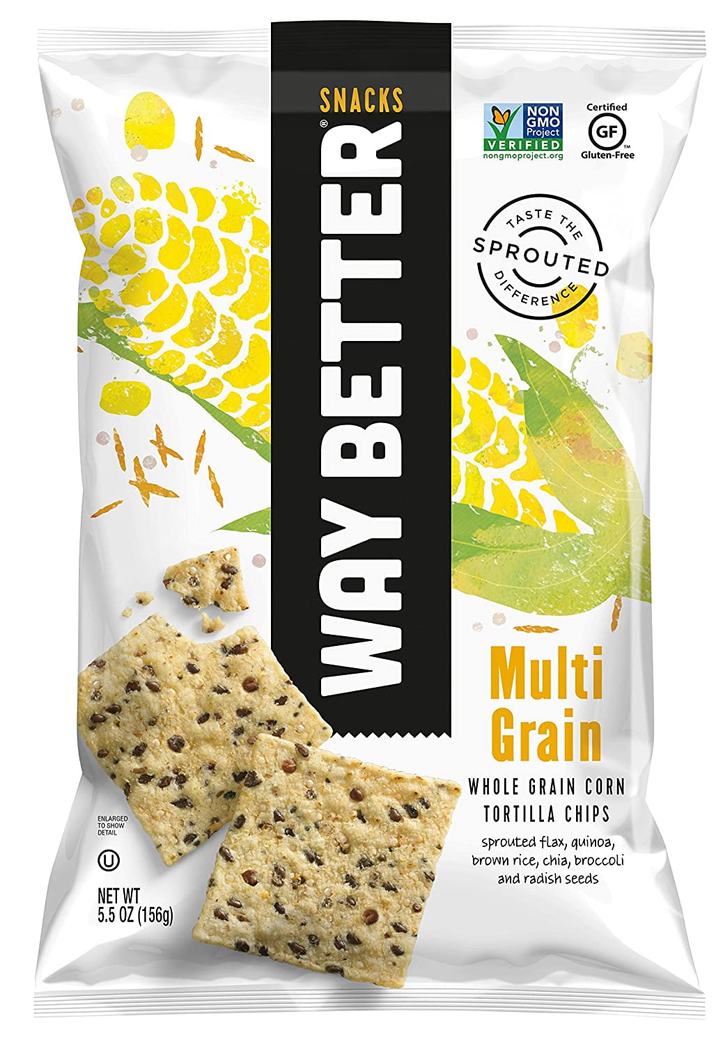 Snack Way Way Better Snacks Sprouted Gluten Free Tortilla Chips, Multi Grain, 6 ...
