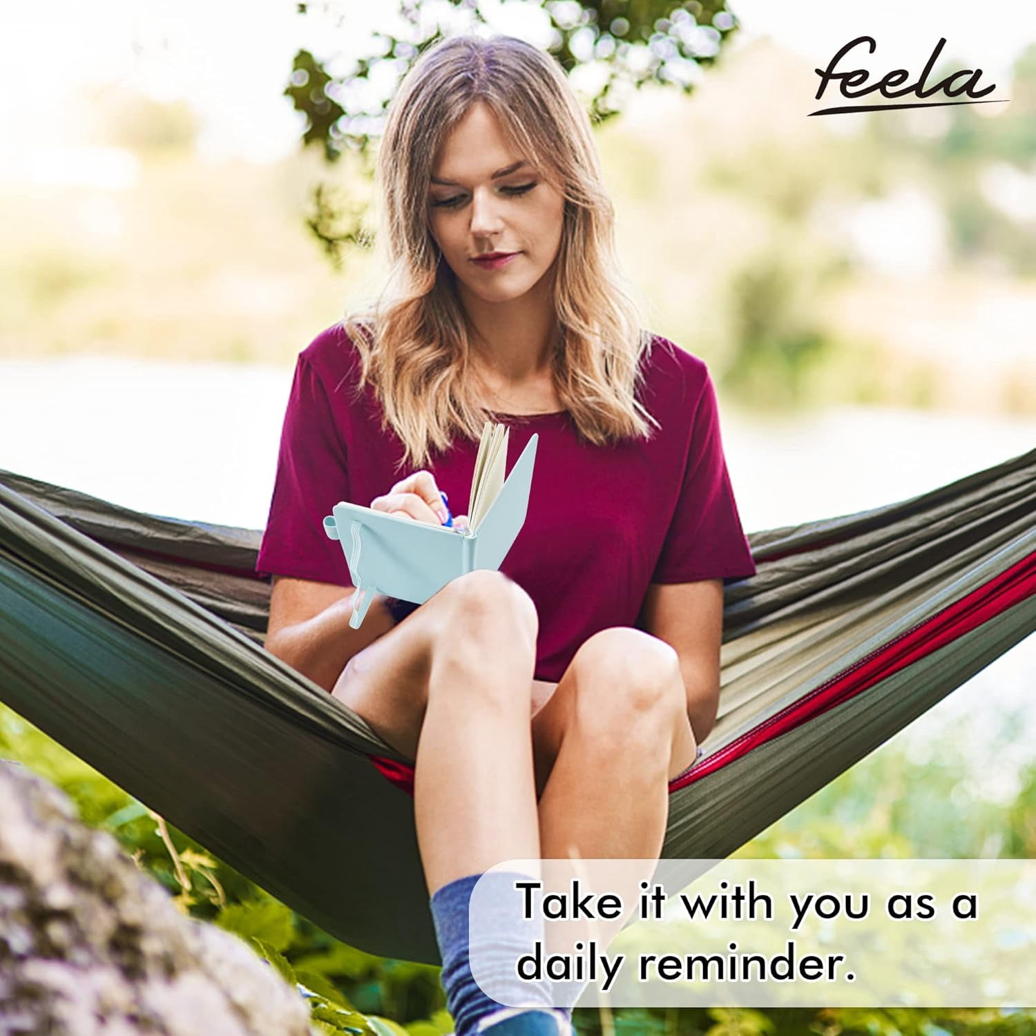 feela 6 Pack Pocket Small Notebooks Bulk, Mini Cute Memo Notepads Hardcover College Ruled Lined Journals with Pen Holder, with 6 Black Pens, 3.5”x 5.5”, A6, Mild Colors