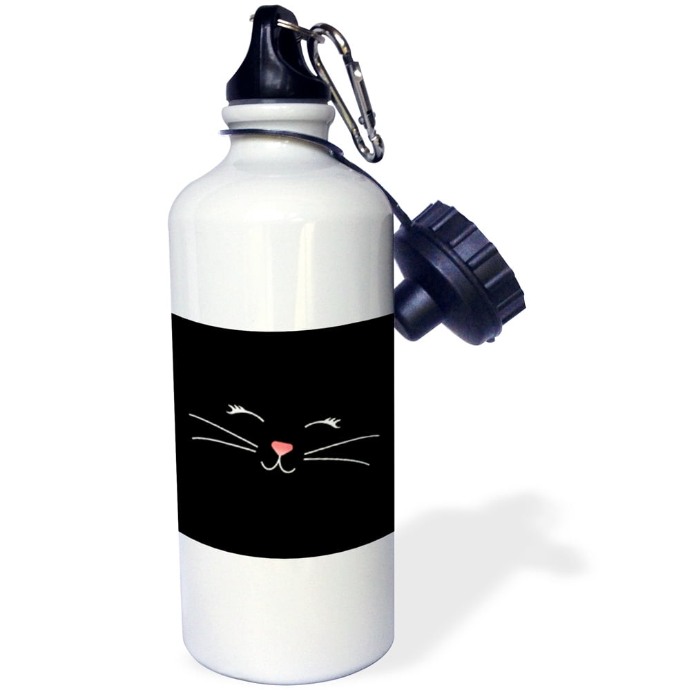 3dRose wb_242328_2TooToo Cute White Kitty Cat Face Nose and Whiskers Straw Water Bottle,