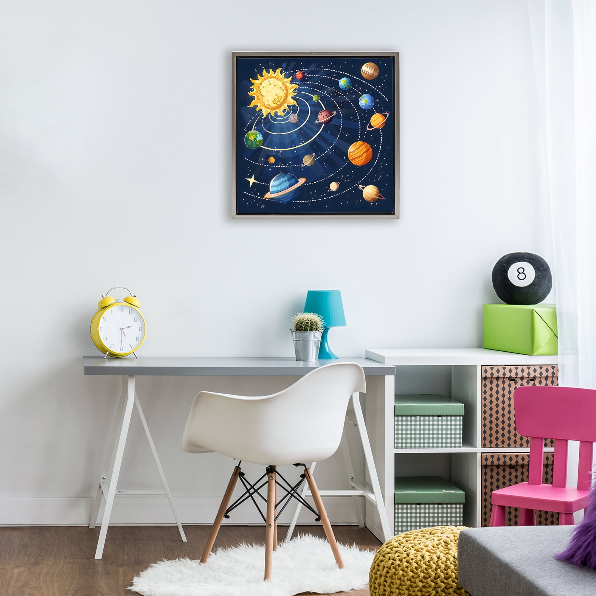 Stupell Industries Planets In Orbit Gray Framed Floater Canvas Wall Art, design by Creative Studio