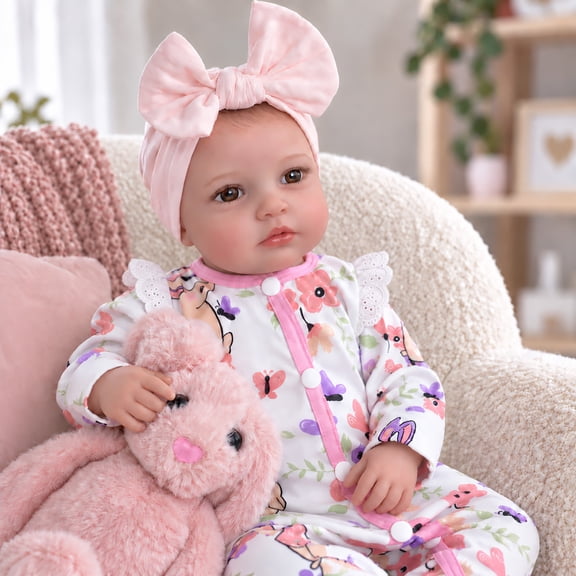 RSG 20 Inch Reborn Baby Doll, Realistic Soft Cloth Body with Vinyl Torso, Cute Expression Doll for Pretend Play, Collectible Toy Gift with Accessories for Kids Ages 3