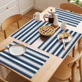 thumbnail image 5 of Navy Blue Grey Stripe Placemats Set of 8 Minimalist Farmhouse Striped Place Mats Indoor Wipeable Table Mats Washable Cloth Dining Table Placemats for Kitchen Holiday Party Home Decor 13x19 Inch, 5 of 9