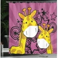 thumbnail image 4 of Ambesonne Giraffe Shower Curtain, Cartoon Animals Starburst, 69"Wx70"L, Dark Magenta and Yellow, 4 of 5