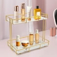 thumbnail image 5 of Wildnix 2-Tier Industrial Bathroom Organizer, White and Gold Iron & Glass Countertop Shelf, &nbsp; Design with High Load Capacity, Modern Style, 5 of 6
