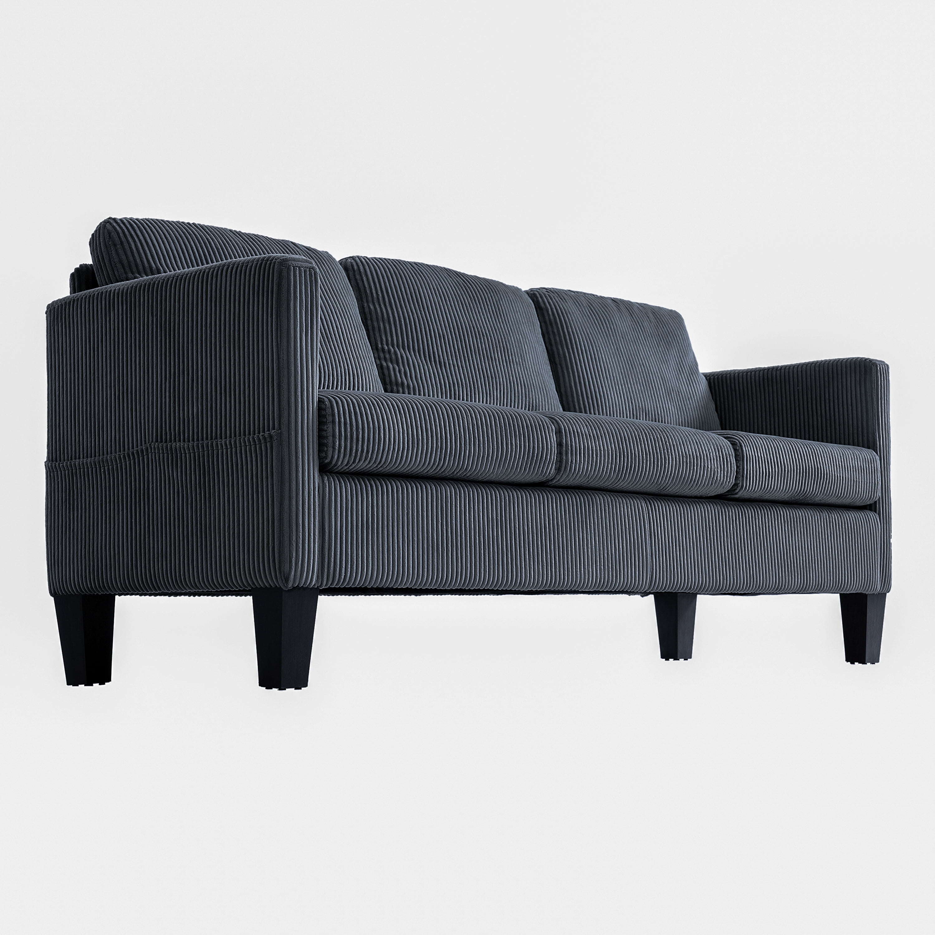 Gewnee L-Shaped Sofa,Modern Three-Seaters Upholstered Sofa,Sectional Sofa with Storage Ottoman and Side Pockets,Suitable for Apartments and Living Rooms.Dark Grey
