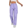 thumbnail image 6 of LSLJS Cargo Pants Women Button Elastic Waisted Outdoor Joggers Casual Loose Solid Color Athletic Work Pants with Button Pockets, S-2XL, 6 of 6