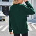 thumbnail image 5 of HAPIMO Women's Crew Neck Sweatshirts Fall Loose Basic Tops Solid Color Split Zipper Blouses Long Sleeve Tees Workout Clearance Regular Fitted Casual Fashion Green M, 5 of 5
