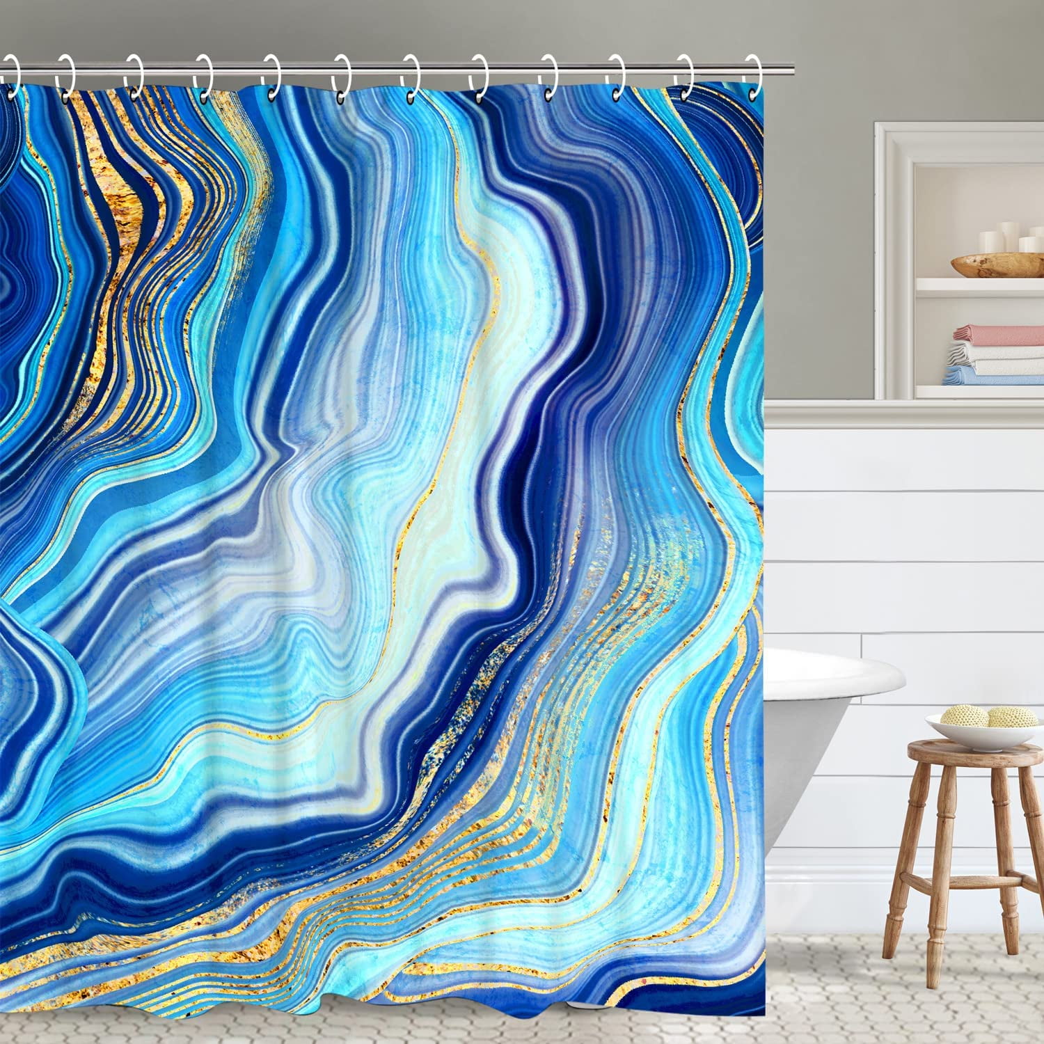 Details about   Marbling Extra Long Shower Curtain Waterproof Polyester Fabric Moisture Proof 
