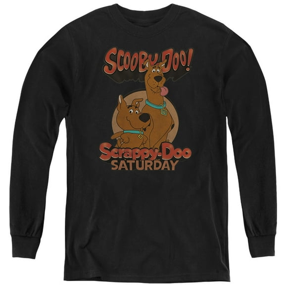 Scooby Doo! Scrappy Saturday Kids Long Sleeve T Shirt (Medium) for Youth Boys and Girls, Black