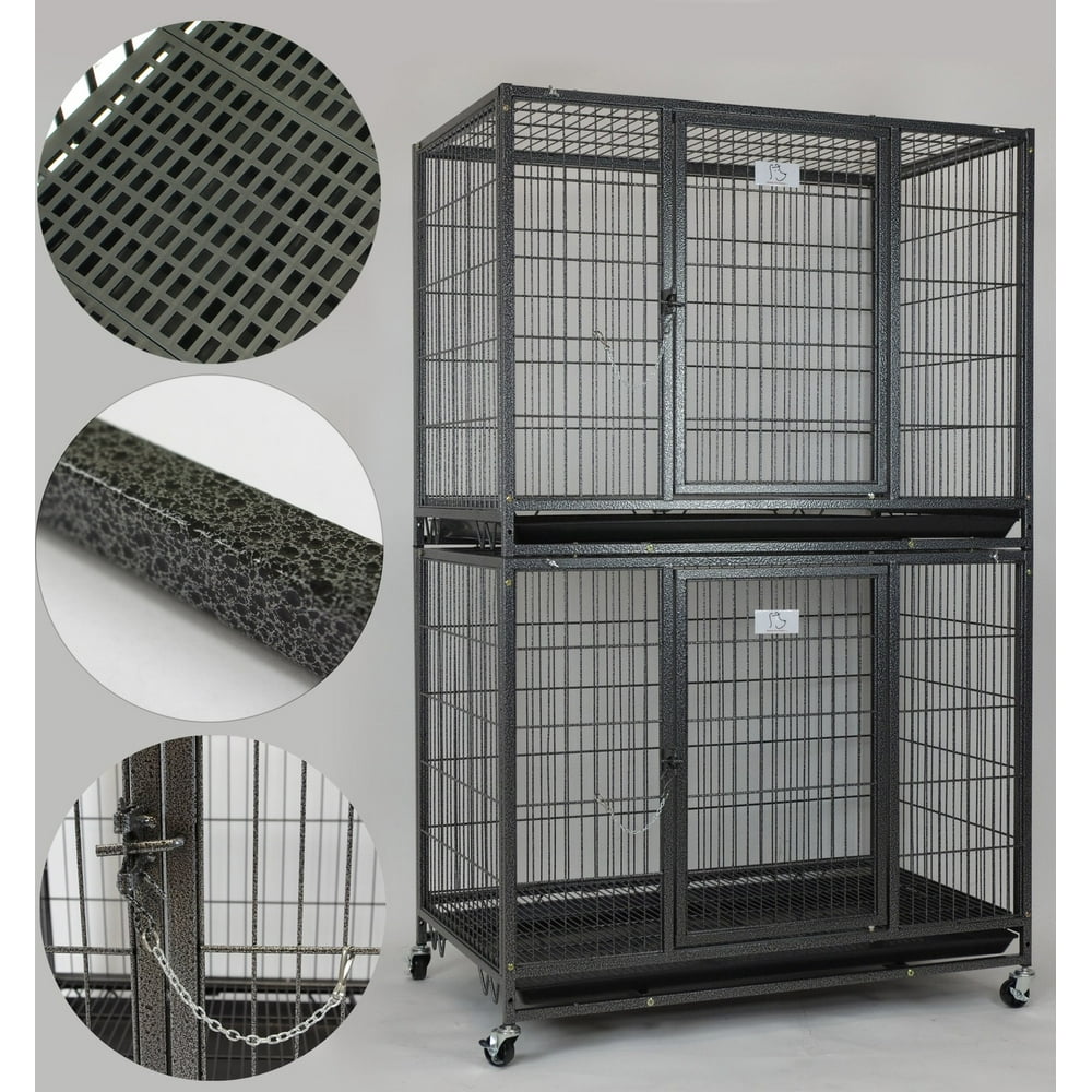 Homey Pet 2 Tier Dog Cage with Wheels and Trays, 37"L x 25"W x 59"H