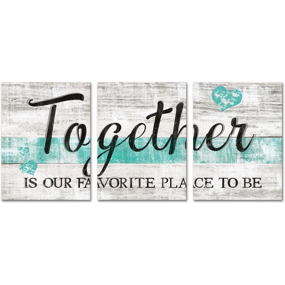 Hieng Family Wall Art Decor Together is Our Favorite Place to Be Sign Canvas Prints Rustic Quotes Painting for Bedroom Decor