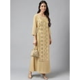 thumbnail image 4 of Janasya Women's Beige Crepe Embellished A-Line Dresses, 4 of 8