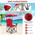 thumbnail image 3 of Spaco Portable Camping Chair with Umbrella and Back, Outdoor Folding Beach Canopy Chair with Cup Holder, Red, 3 of 9