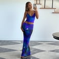 thumbnail image 5 of Maxi Skirt Set Floral Print Halter Top Maxi Skirt Going Out Outfits for Women Blue S, 5 of 7