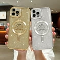 thumbnail image 4 of for iPhone 12 Pro Max Magnetic Glitter Clear Case, [Compatible with Magsafe] Luxury Plating Love Heart Pattern Design, Full Camera Lens Protector Soft TPU Protective Case for Women 6.7"-Silver, 4 of 14