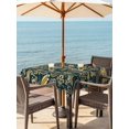 thumbnail image 4 of Square Outdoor Tablecloth With Umbrella Hole And Zipper– Abstract Vintage Paisley Waterproof Patio Table Cover for Party, Picnic, Backyard, 54"x54" , Boho Floral Texture Olive Green, 4 of 8