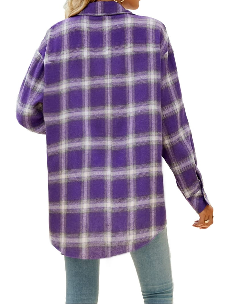 Fantaslook Plaid Flannel Shirts for Women Oversized Long
