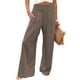 zanvin Linen Pants for Women Summer Wide Leg High Waisted Pant Casual Baggy Cargo Lounge Trousers with Pockets Clearance - image 4 of 5