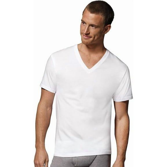 Hanes Men's 3-Pack Classics V-Neck, White, X-Large 100% Cotton