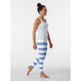 thumbnail image 5 of Light Blue and White Horizontal Stripes Leggings Fitness's gym clothes Jogger pants sports tennis for Womens Leggings, 5 of 6