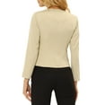 thumbnail image 3 of Allegra K Women's Workwear Zipper Collarless Cropped Blazer, 3 of 6