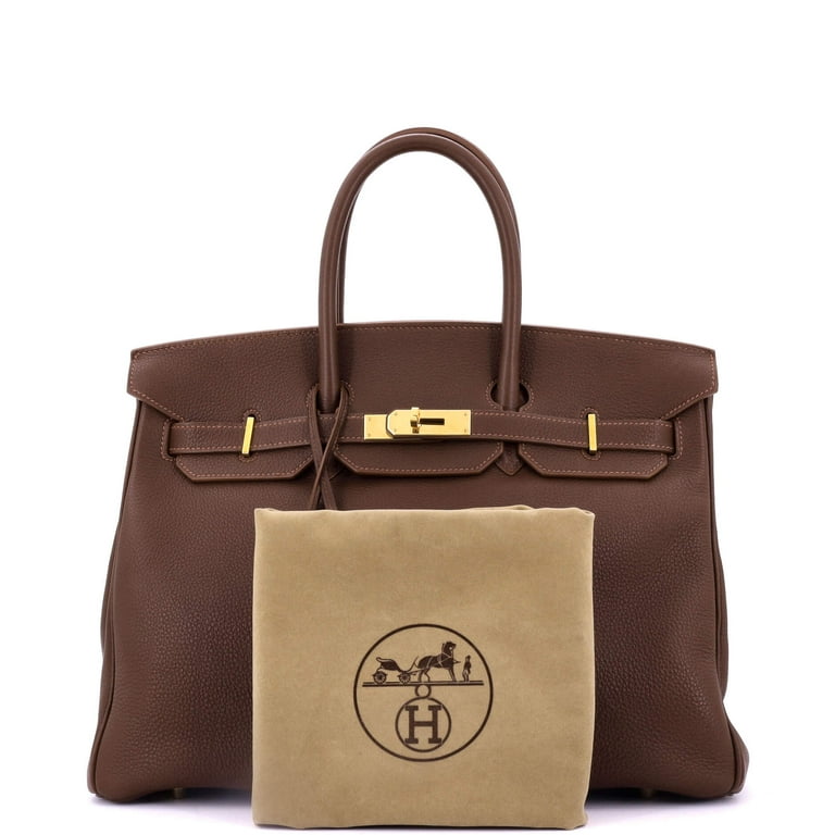 Pre-Owned Birkin Handbag Marron D&rsquo;Inde Togo with Gold